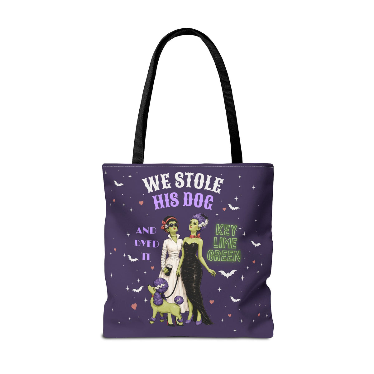 Gothic Brides Tote Bag — Retro Monster Dog Walk Design