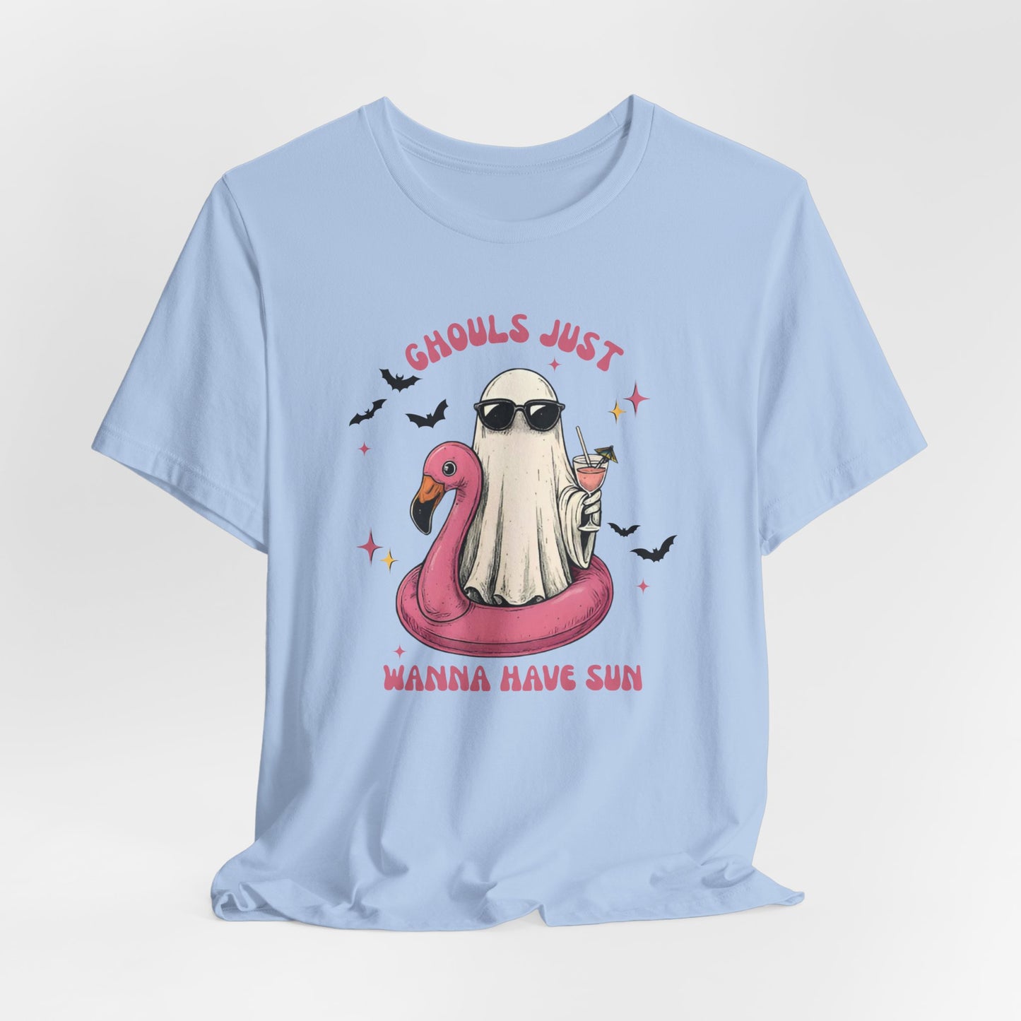 Ghouls Just Wanna Have Sun Tee, Fun Summer T-Shirt, Halloween Shirt, Ghost Apparel, Beach Party Top, Casual Unisex Tee