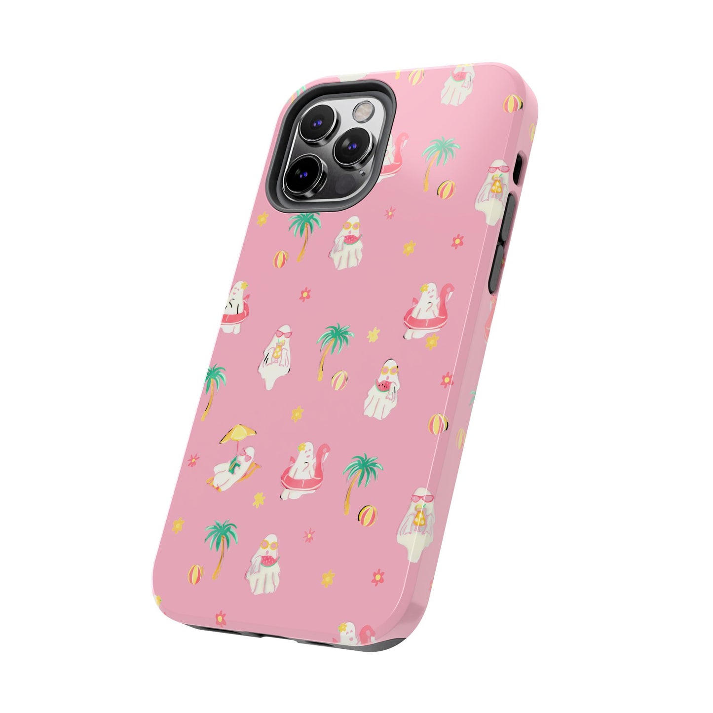 Pink Summerween Phone Cases with Ghosties - Fun Vacation Accessories, Cute Gift for Beach Lovers, Phone Covers, Summer Essentials