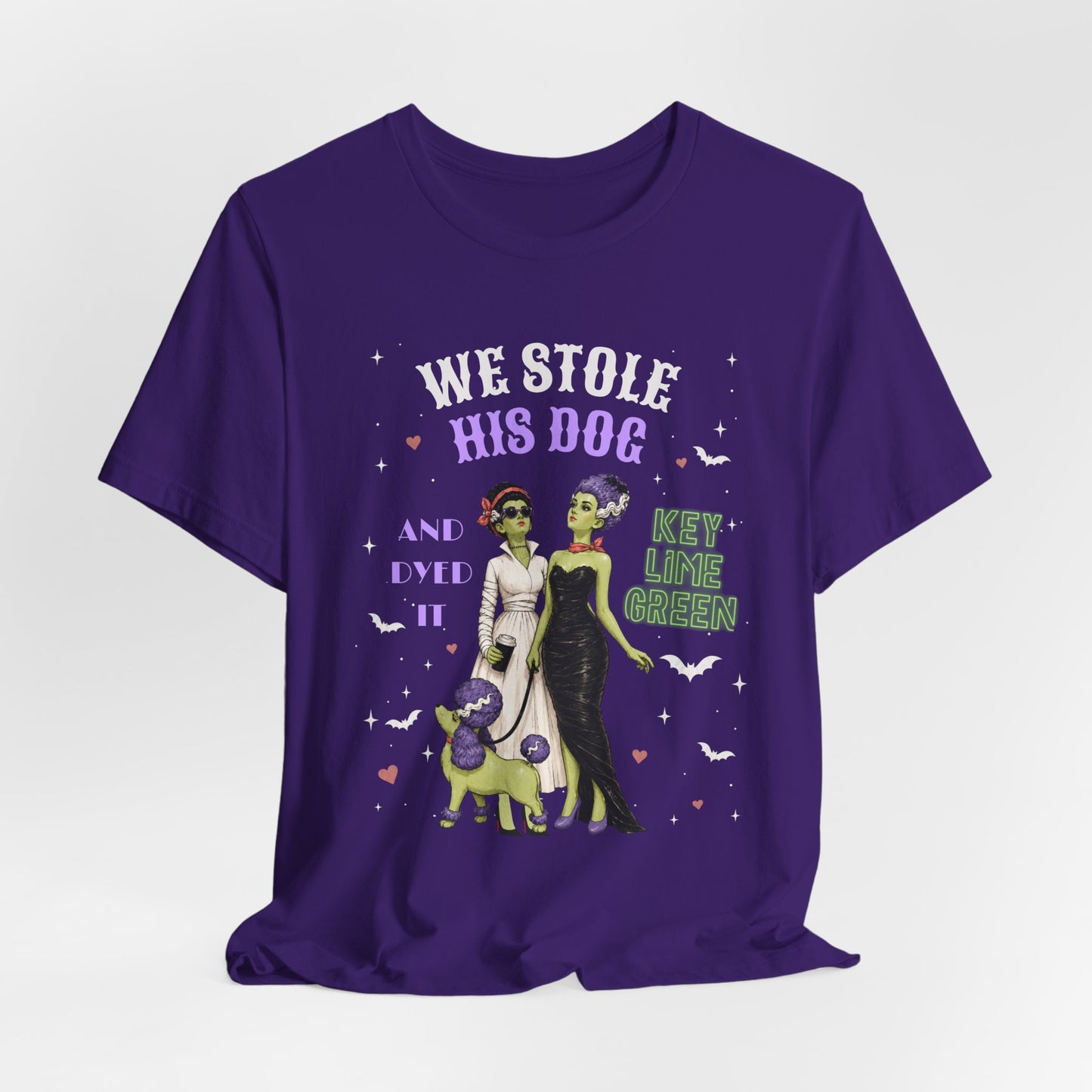 Halloween Bride & Bride T-Shirt — "We Stole His Dog and dyed it KEY LIME GREEN"