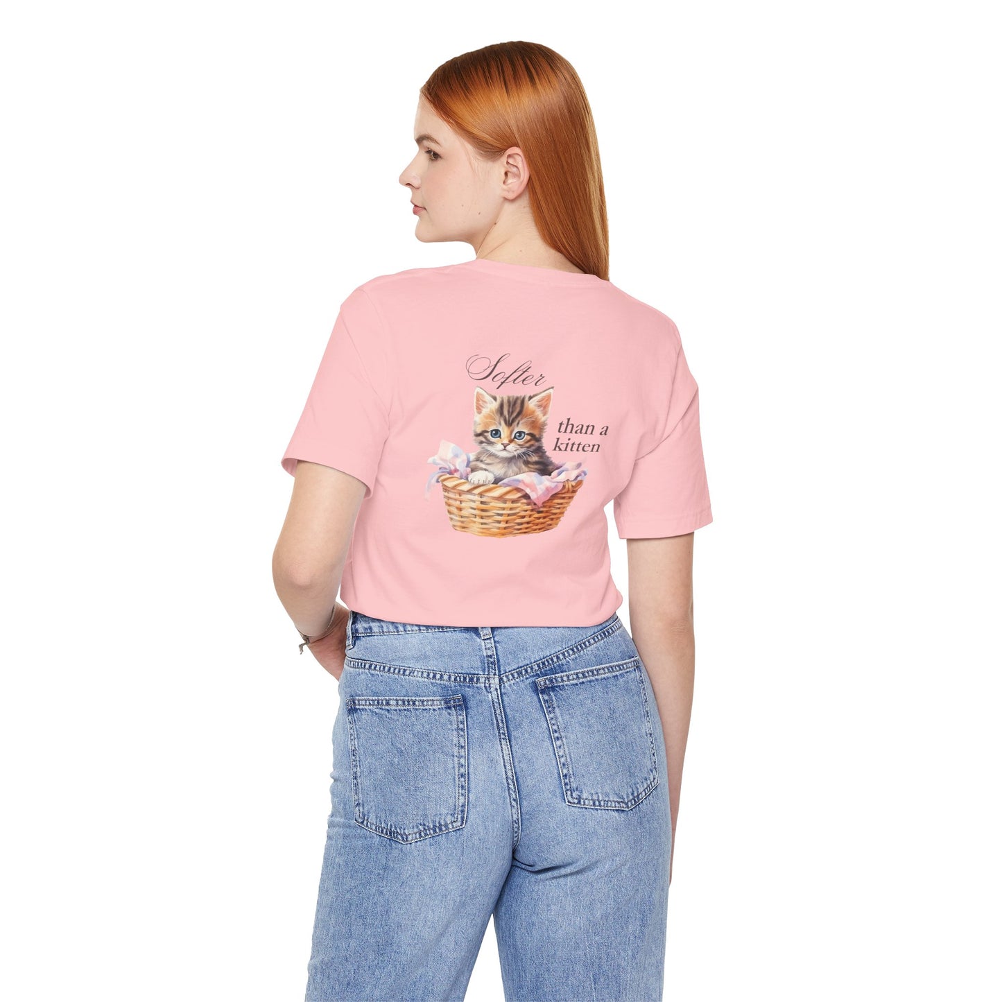 Sweeter than a Peach, Softer than a Kitten - Bella Canvas Unisex Jersey T-Shirt | Graphic Tee for Cat Lovers, Gifts for Her, Birthday Present, Casual Wear, Peach and Kitten Designs