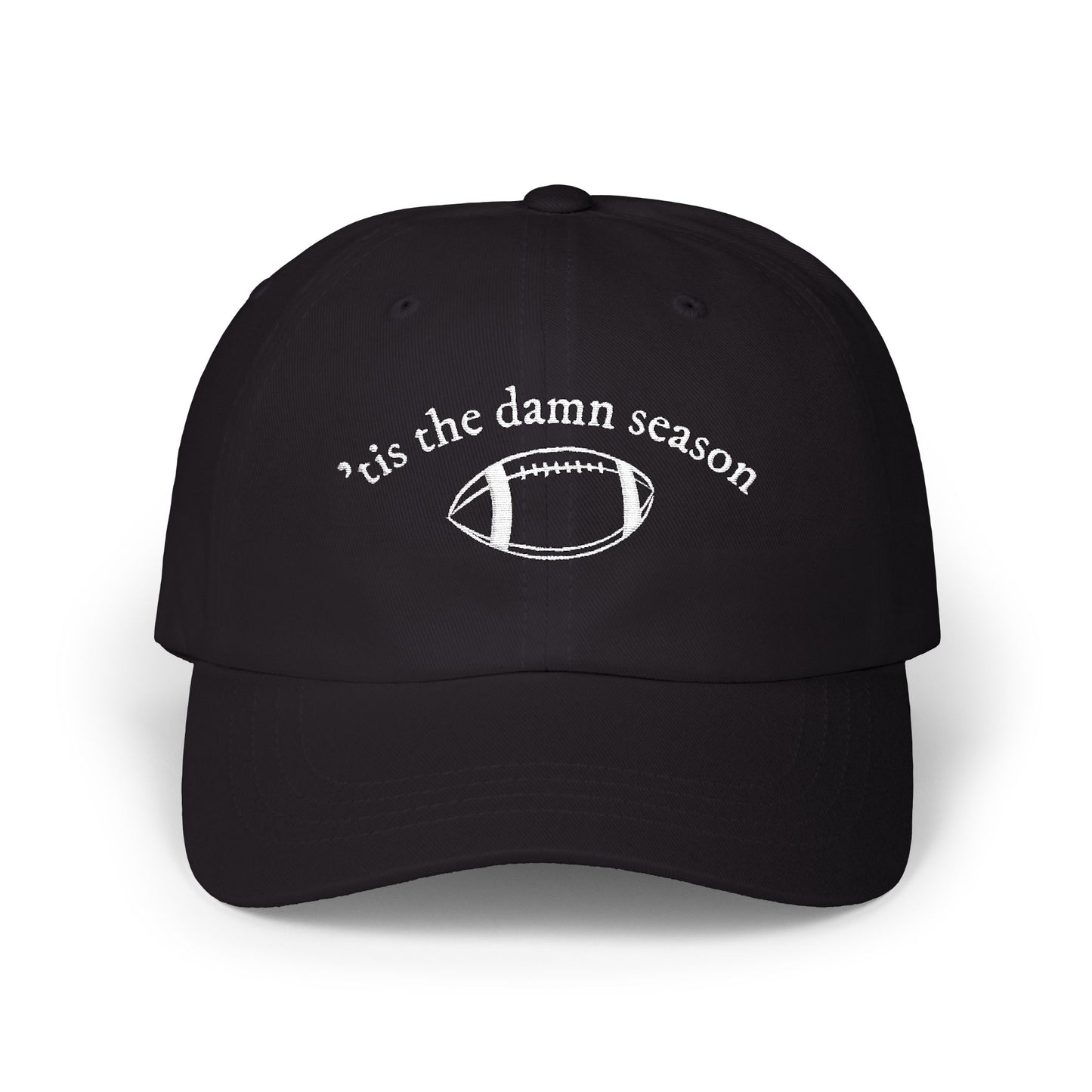 Football Dad Cap – “’Tis the Damn Season” Embroidered Classic Dad Hat
