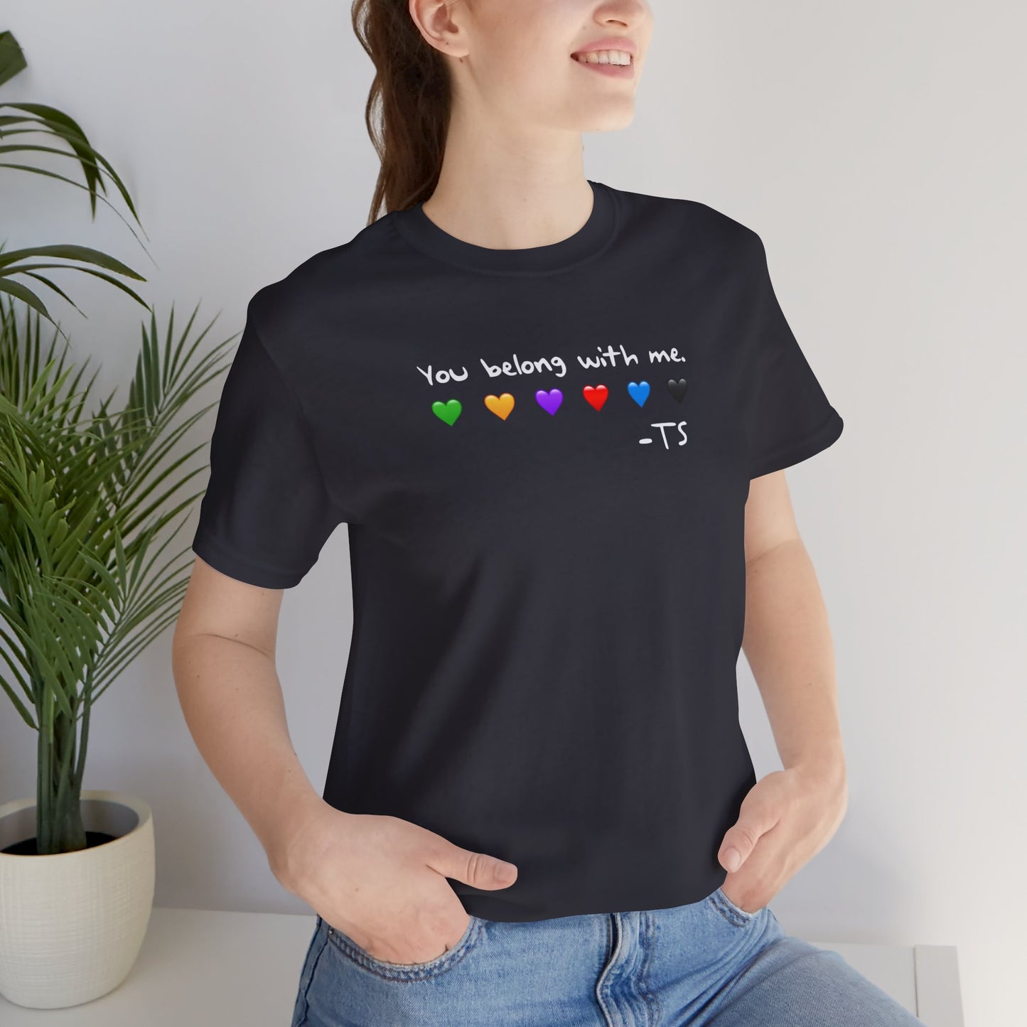 "You Belong With Me" Heart Tee - Unisex Jersey Short Sleeve T-Shirt, Casual Wear, Gift for Friends, Swiftie Gift