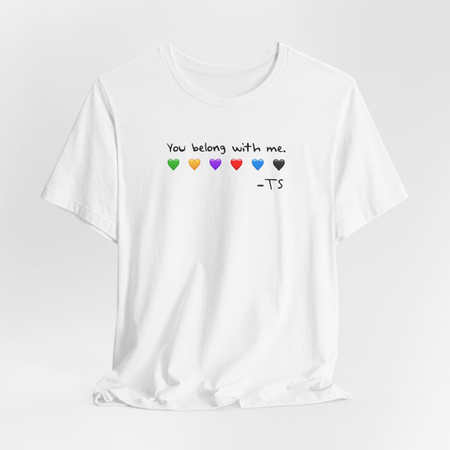 "You Belong With Me" Heart Tee - Unisex Jersey Short Sleeve T-Shirt, Casual Wear, Gift for Friends, Swiftie Gift