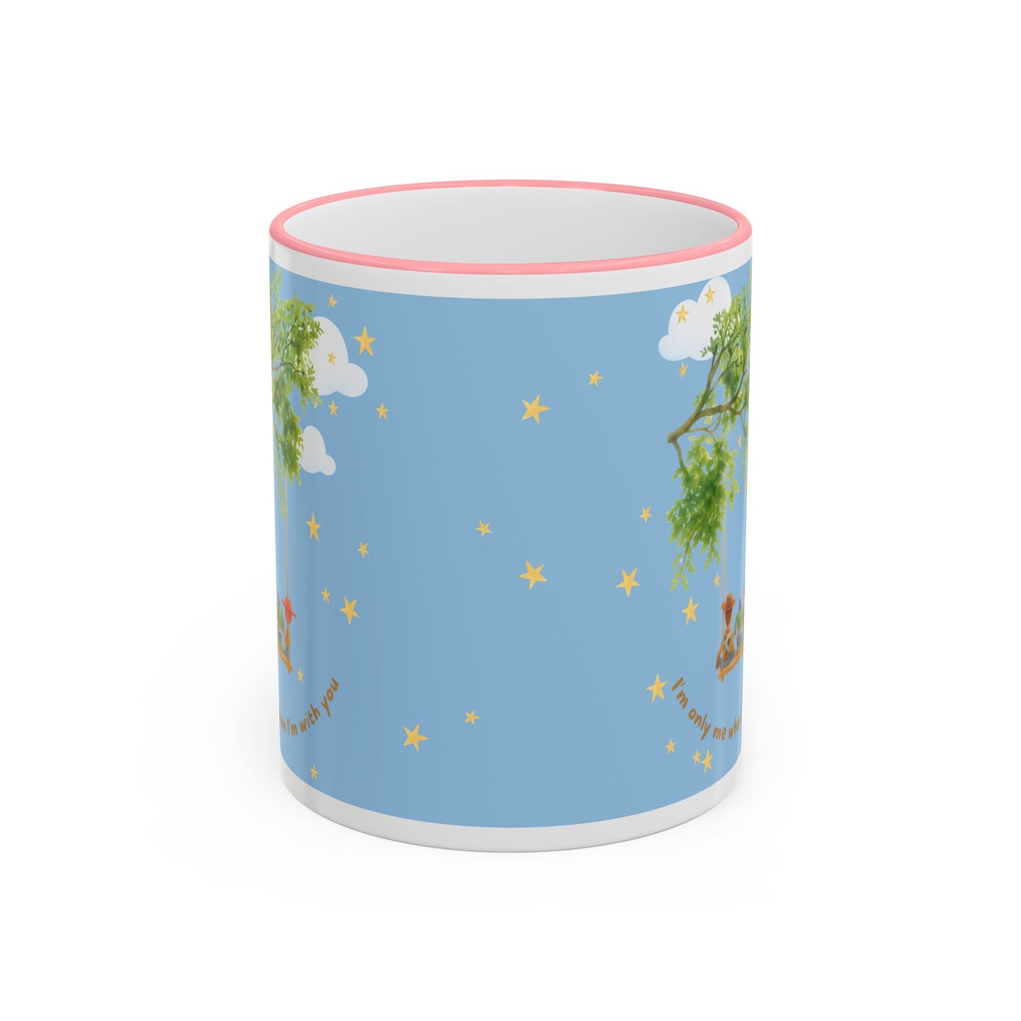 I'm only me when I'm with you Mug — Whimsical Tree, Stars & Clouds Accent Rim