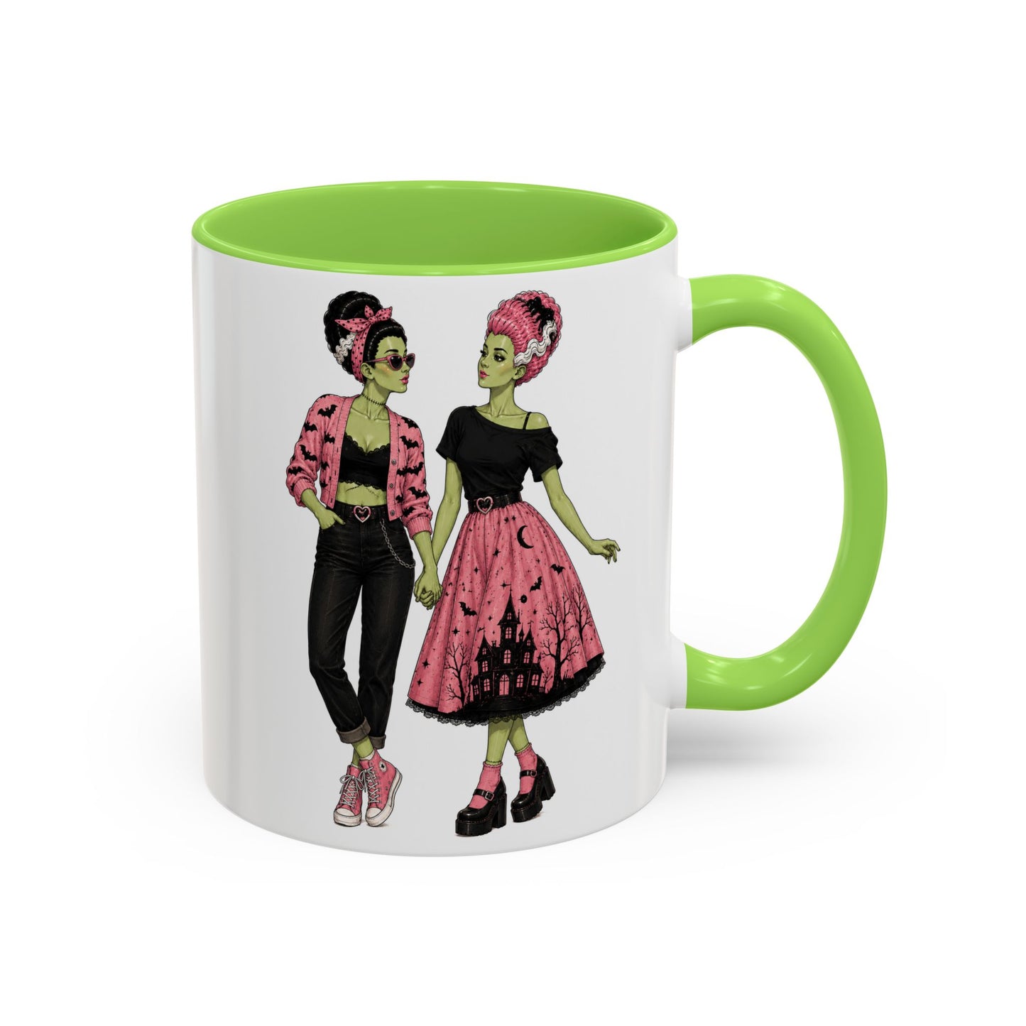 Pink Monster Brides Lesbian Couple Mug — 11 oz Coffee Cup