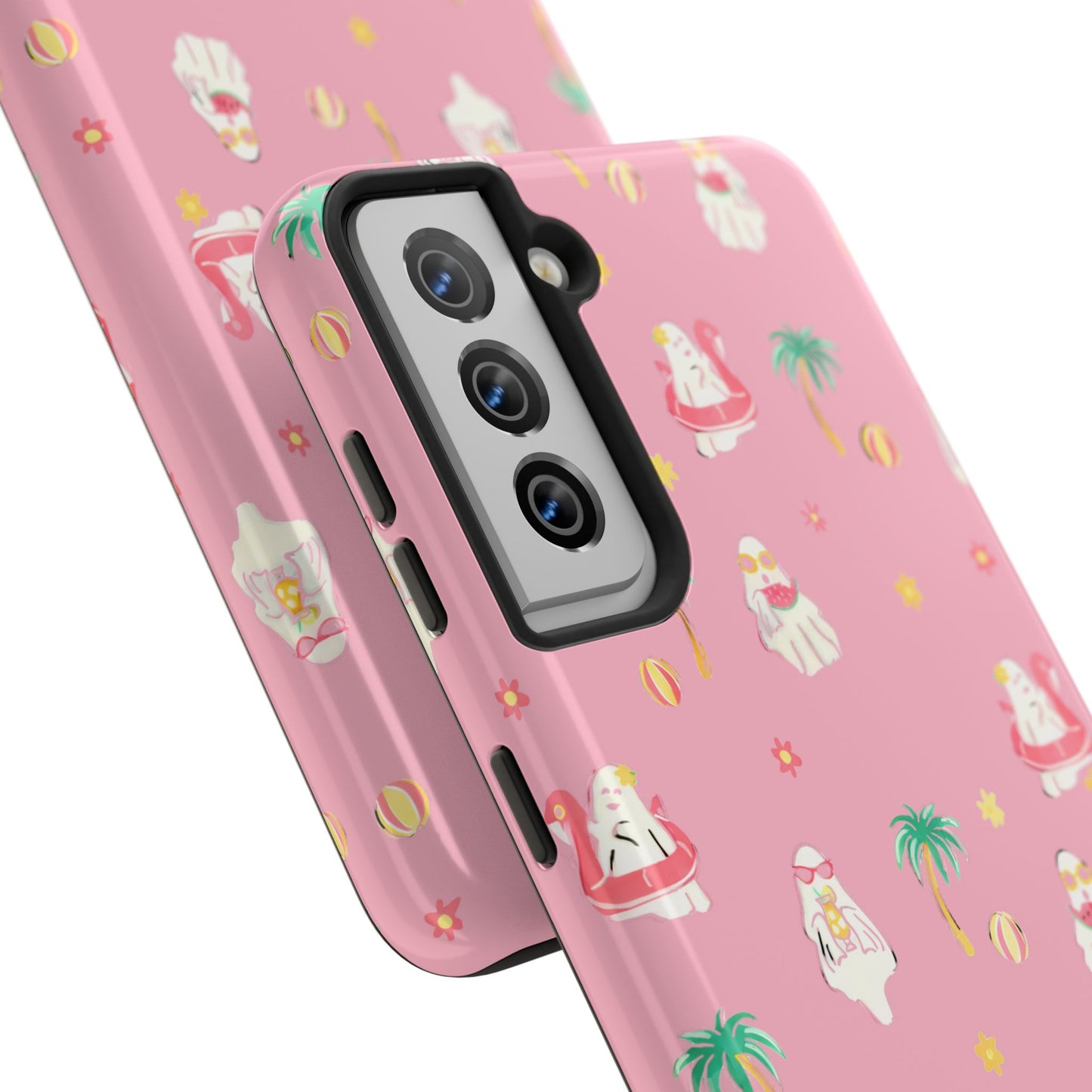 Pink Summerween Phone Cases with Ghosties - Fun Vacation Accessories, Cute Gift for Beach Lovers, Phone Covers, Summer Essentials