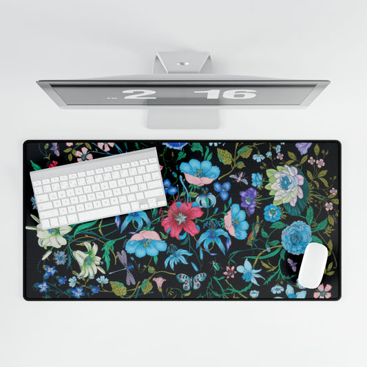 Floral Desk Mat - Colorful Workspace Decor for Home Office "Flora Black"