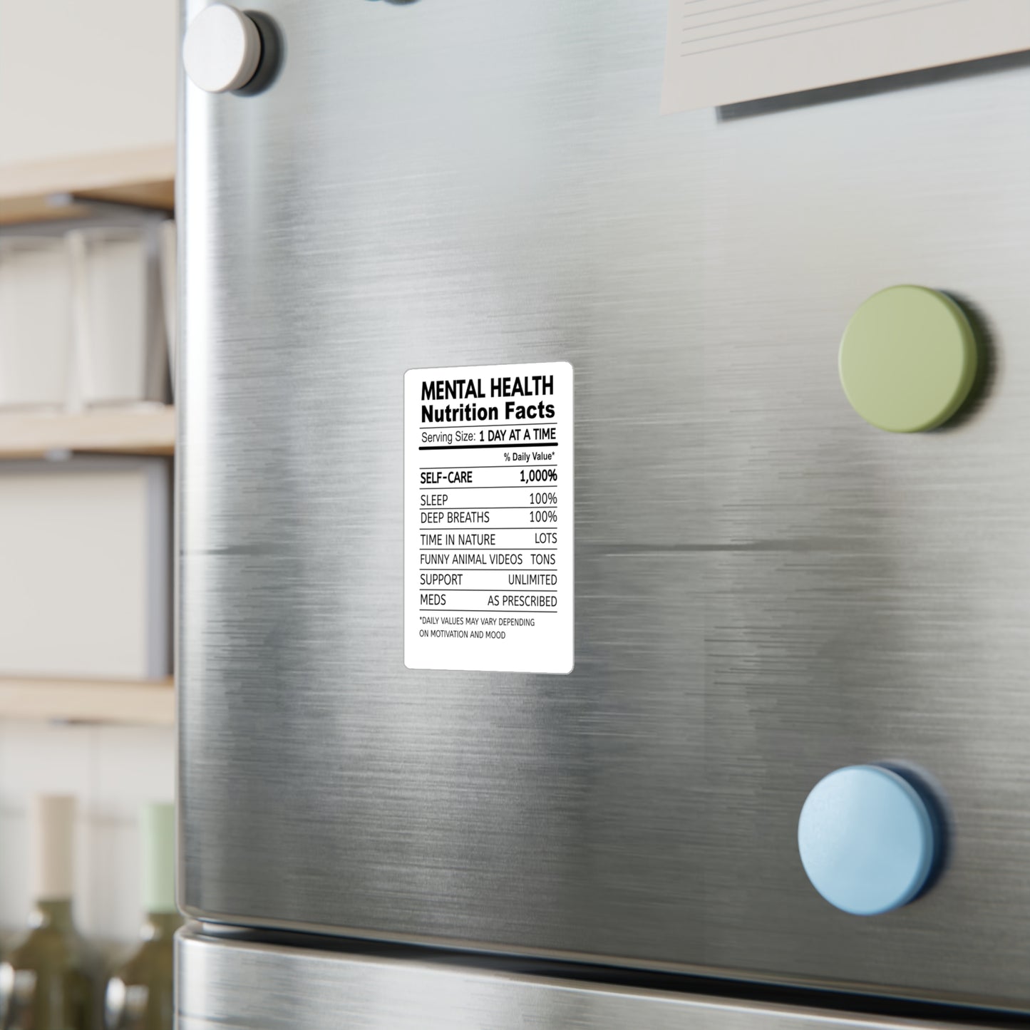 Mental Health Nutrition Facts Vinyl Sticker, Motivational Sticker for Self-Care, Home Office Decor, Mental Health Awareness Décor, Gift for Friends