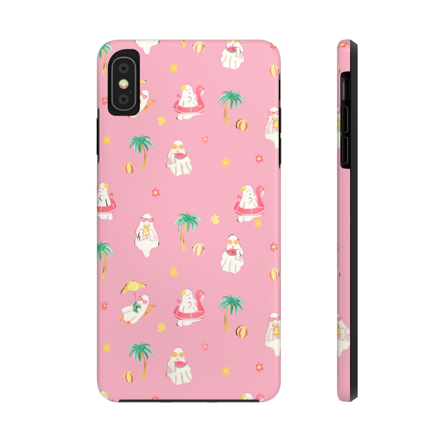 Pink Summerween Phone Cases with Ghosties - Fun Vacation Accessories, Cute Gift for Beach Lovers, Phone Covers, Summer Essentials