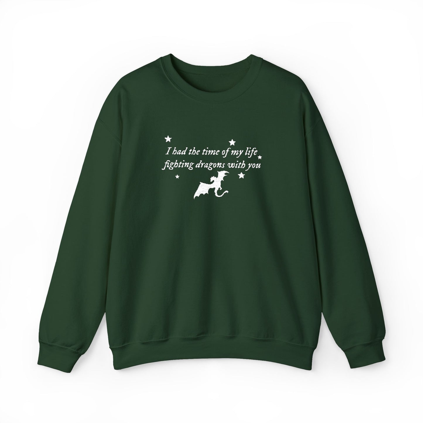 Embroidered Crewneck Sweatshirt — fighting dragons with you