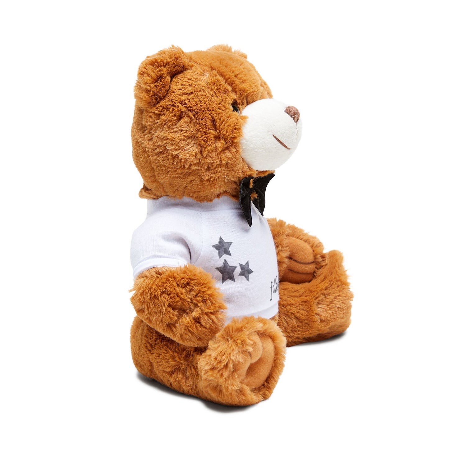 Plush Teddy Bear with Bow Tie & Stars Printed Tee — Cute Stuffed Animal Gift