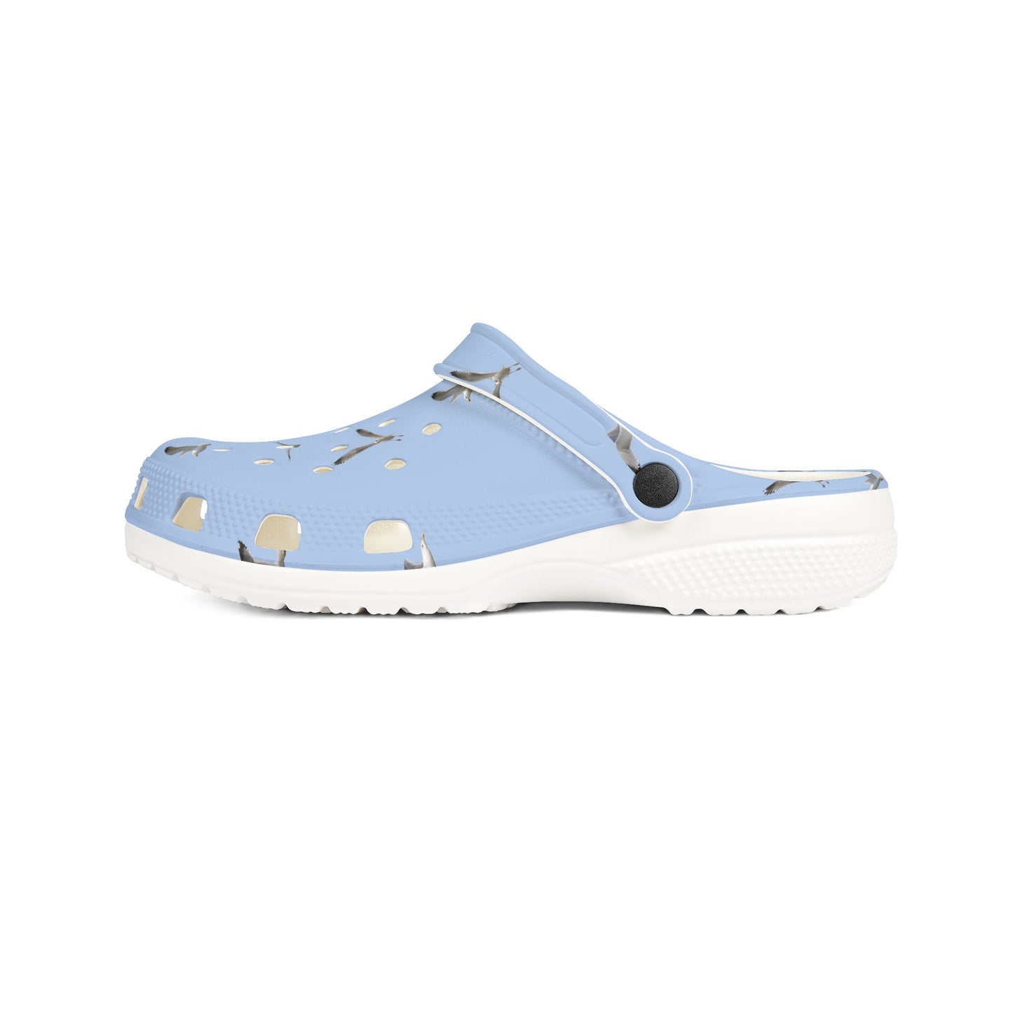 Light Blue Seagull Print EVA Clogs – Comfortable Beach & Casual Slip-On Shoes