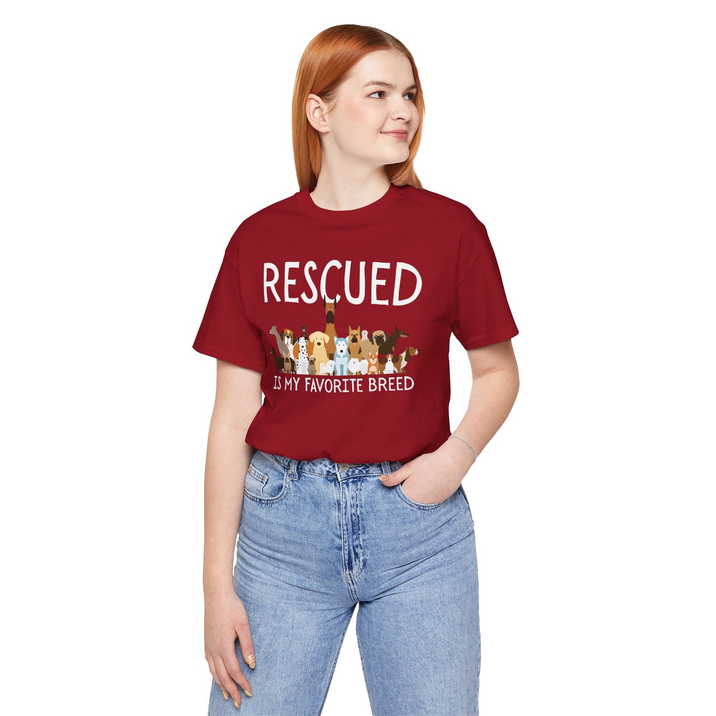 Unisex Dog Lover Tee: 'Rescued is My Favorite Breed' Shirt, Animal Rescue Gift, Pet Owner Apparel, Fun Casual Wear, Birthday Gift