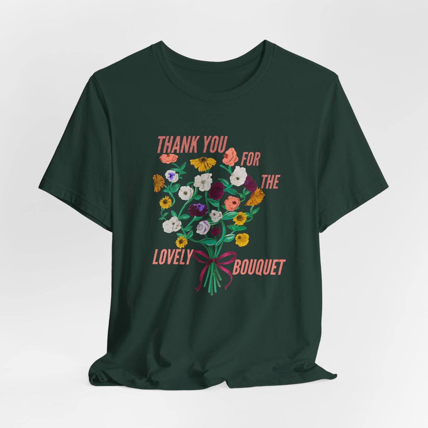 Thank You For The Lovely Bouquet, acoustic piano flowers Tee, Unisex Jersey Short Sleeve T-Shirt, Gift for Friends, Appreciation Shirt, Floral Design, Casual Wear