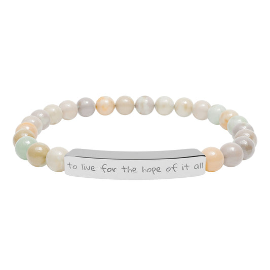 Engraved Natural Stone Stretch Bracelet — to live for the hope of it all