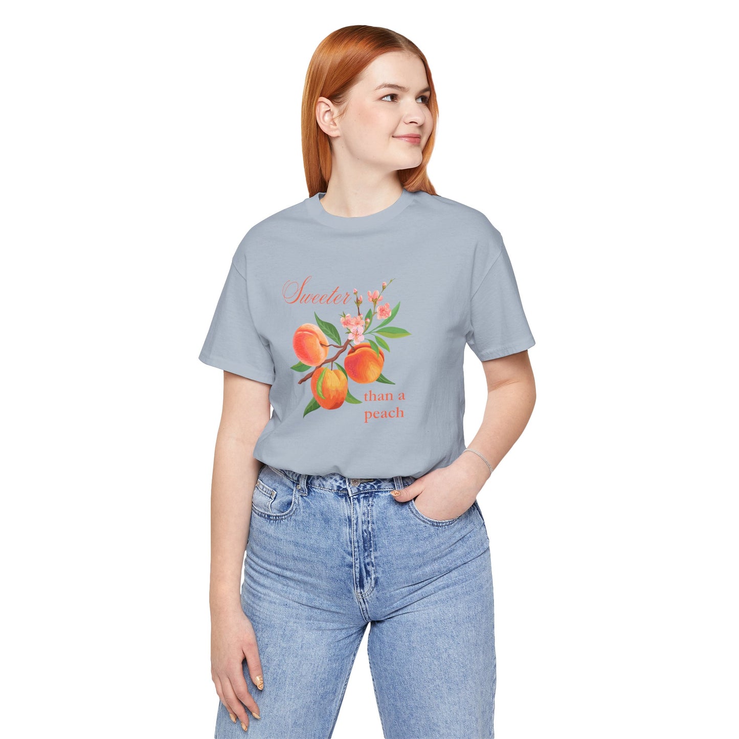 Sweeter than a Peach, Softer than a Kitten - Bella Canvas Unisex Jersey T-Shirt | Graphic Tee for Cat Lovers, Gifts for Her, Birthday Present, Casual Wear, Peach and Kitten Designs