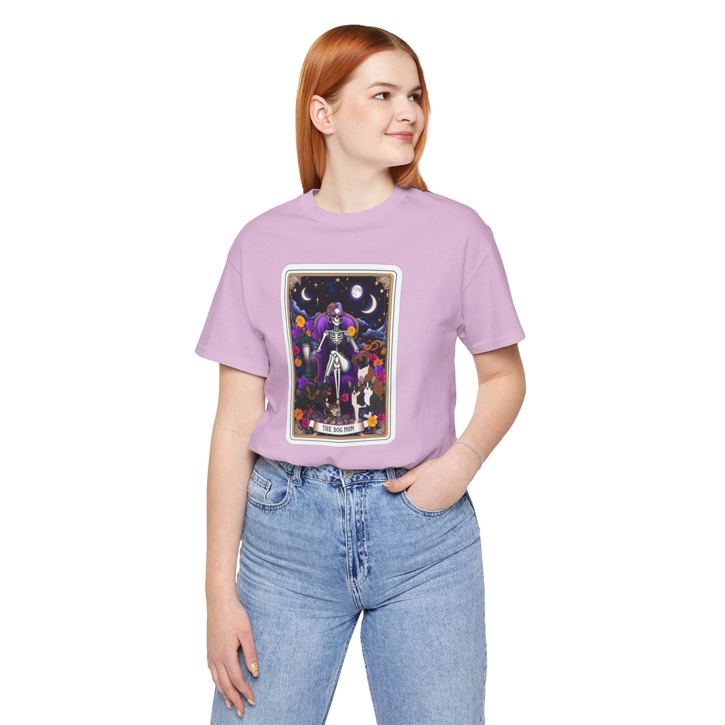 Custom Dog Mom Tarot Tee: Unisex Bella Canvas Jersey Short Sleeve Shirt, Pet Lover Gift, Graphic Tee, Casual Wear