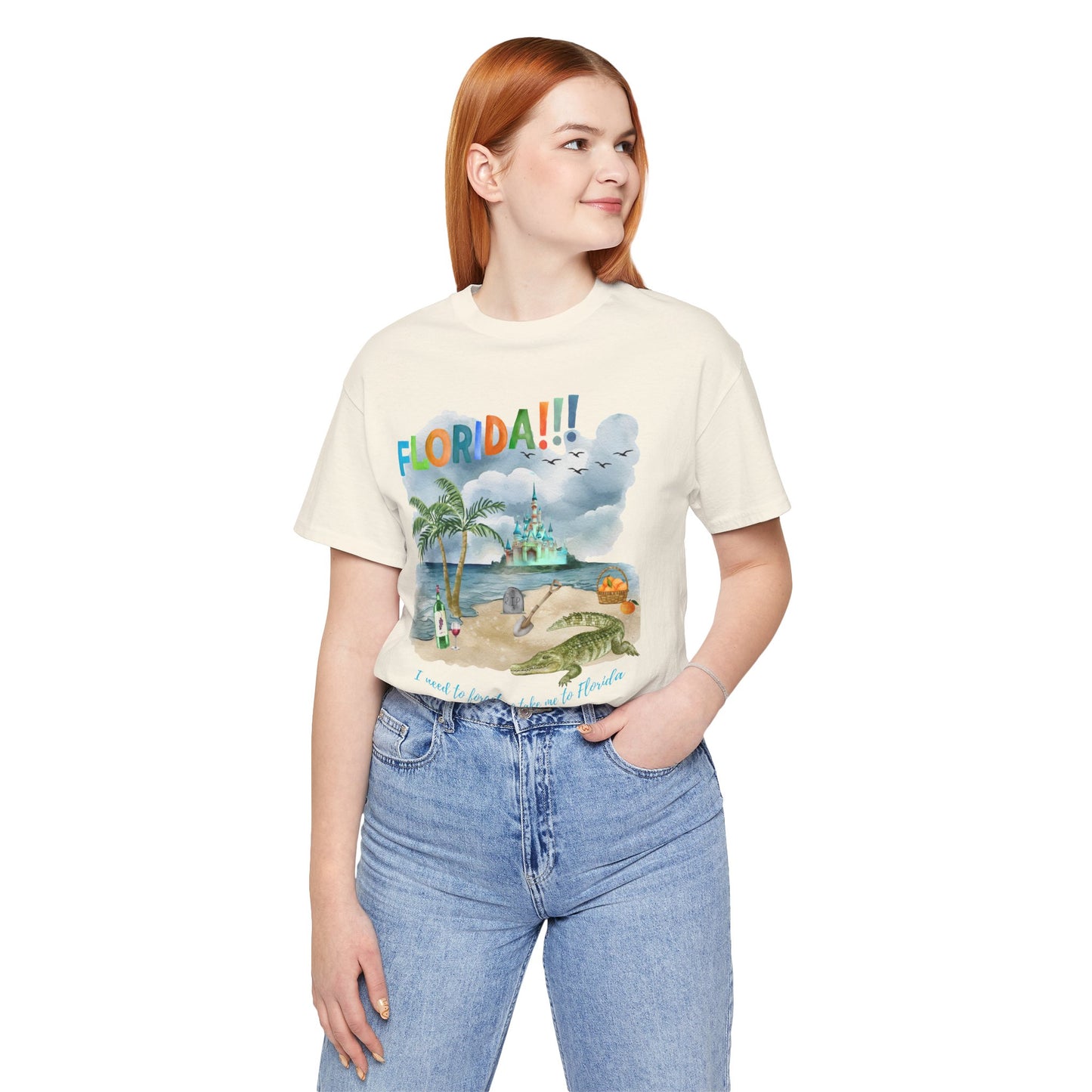 FLORIDA!!! Watercolor Print - Unisex Jersey Short Sleeve Tee