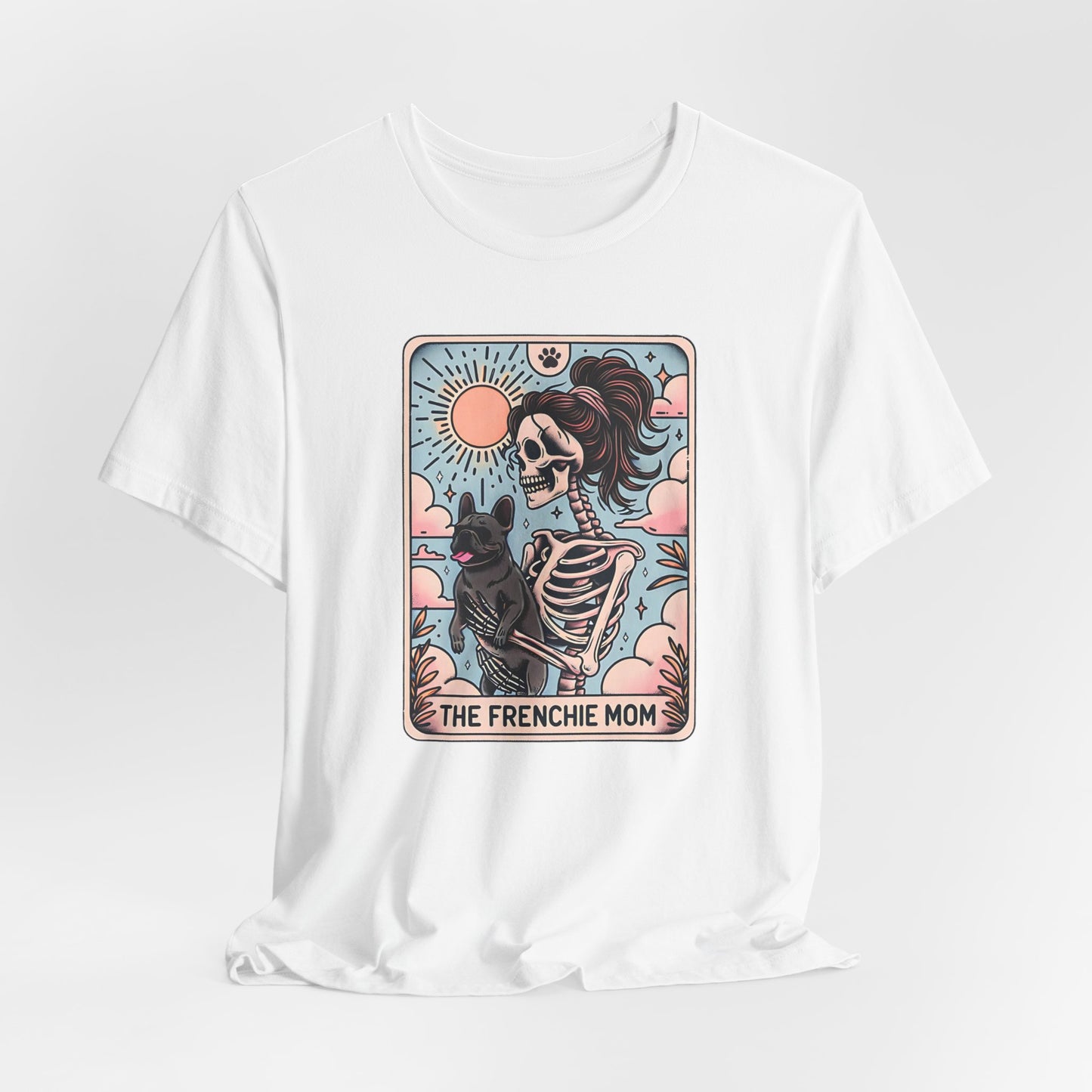 The Frenchie Mom Tarot Tee - Fun Graphic Shirt for Pet Lovers, Dog Mom Gift, Halloween Style, Casual Wear, Graphic T-Shirt, Unique Gift Idea