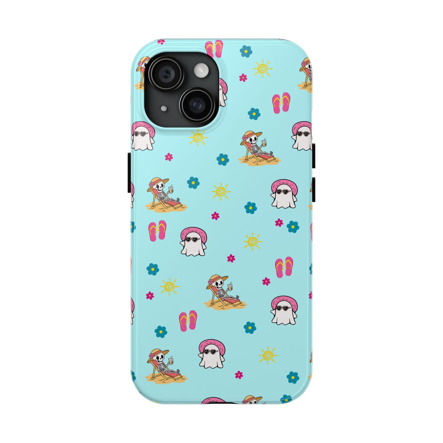 Aqua Summerween Tough Phone Cases, Cute Beach Pattern, Fun Gift for Beach Lovers, Summer Accessories, Protective Phone Cover