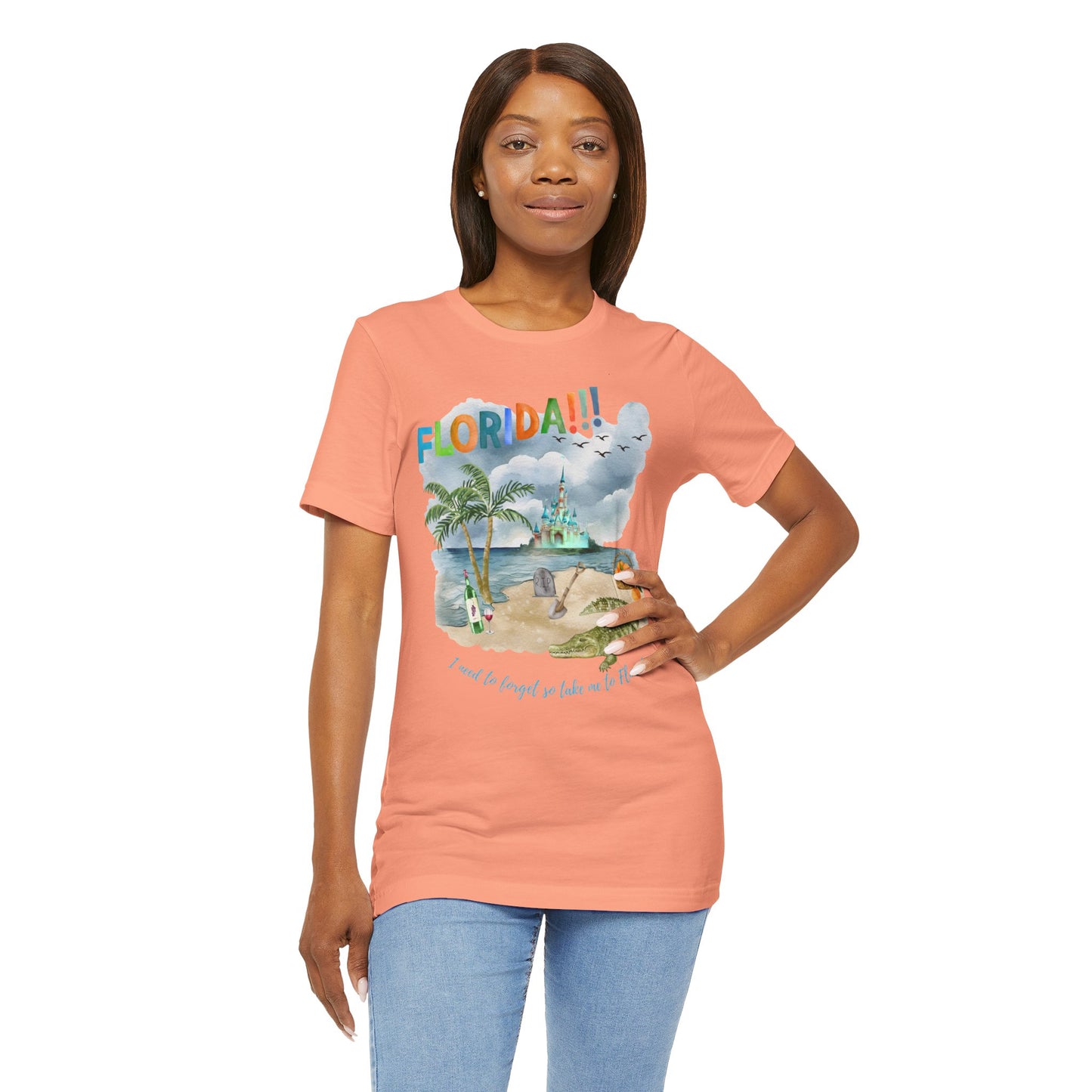 FLORIDA!!! Watercolor Print - Unisex Jersey Short Sleeve Tee