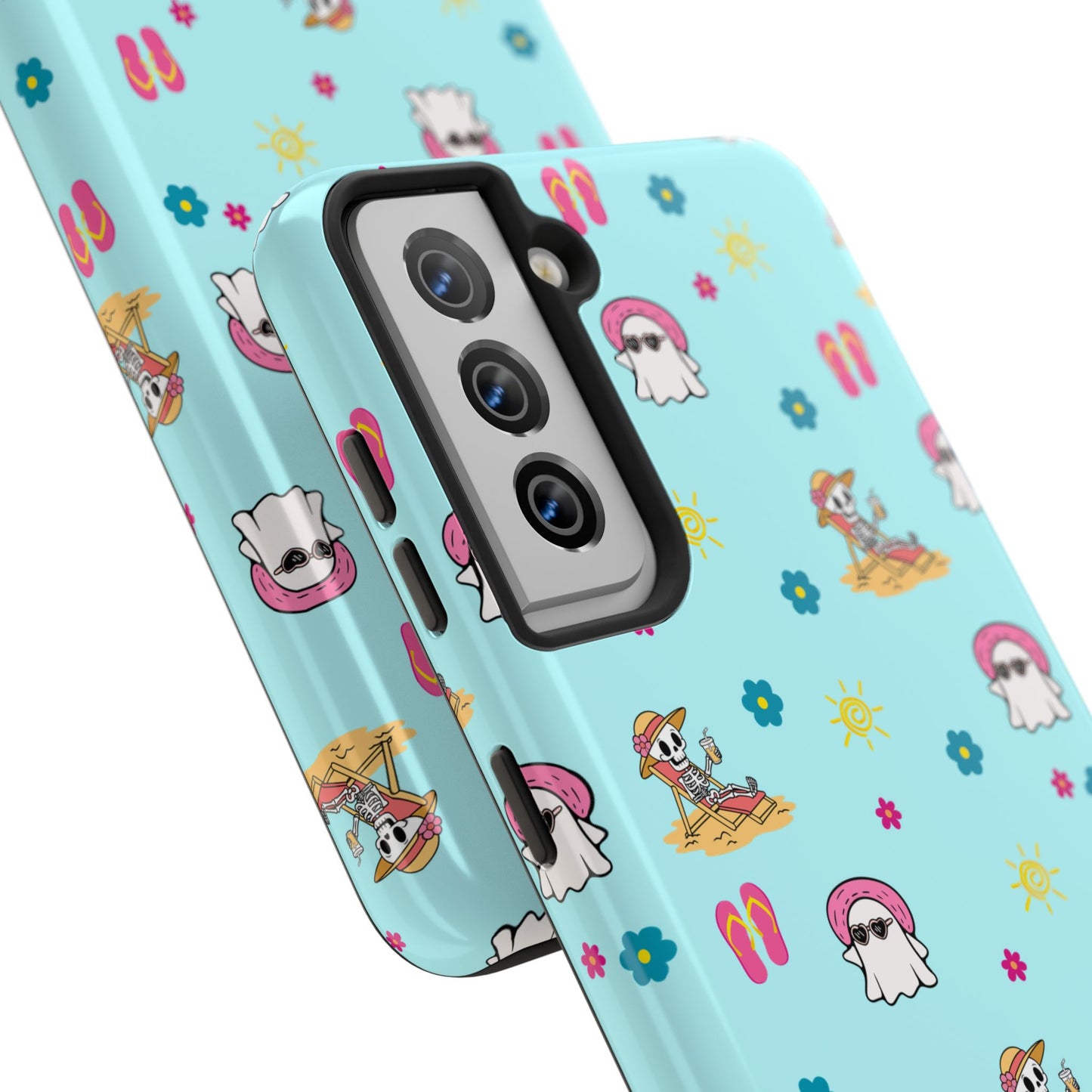 Aqua Summerween Tough Phone Cases, Cute Beach Pattern, Fun Gift for Beach Lovers, Summer Accessories, Protective Phone Cover