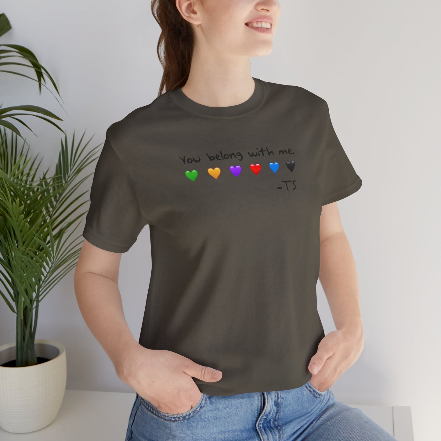 "You Belong With Me" Heart Tee - Unisex Jersey Short Sleeve T-Shirt, Casual Wear, Gift for Friends, Swiftie Gift