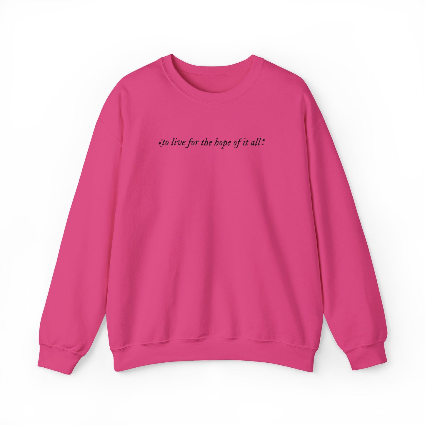 Embroidered Crewneck Sweatshirt — “for the hope of it all.” Minimal Script Pullover