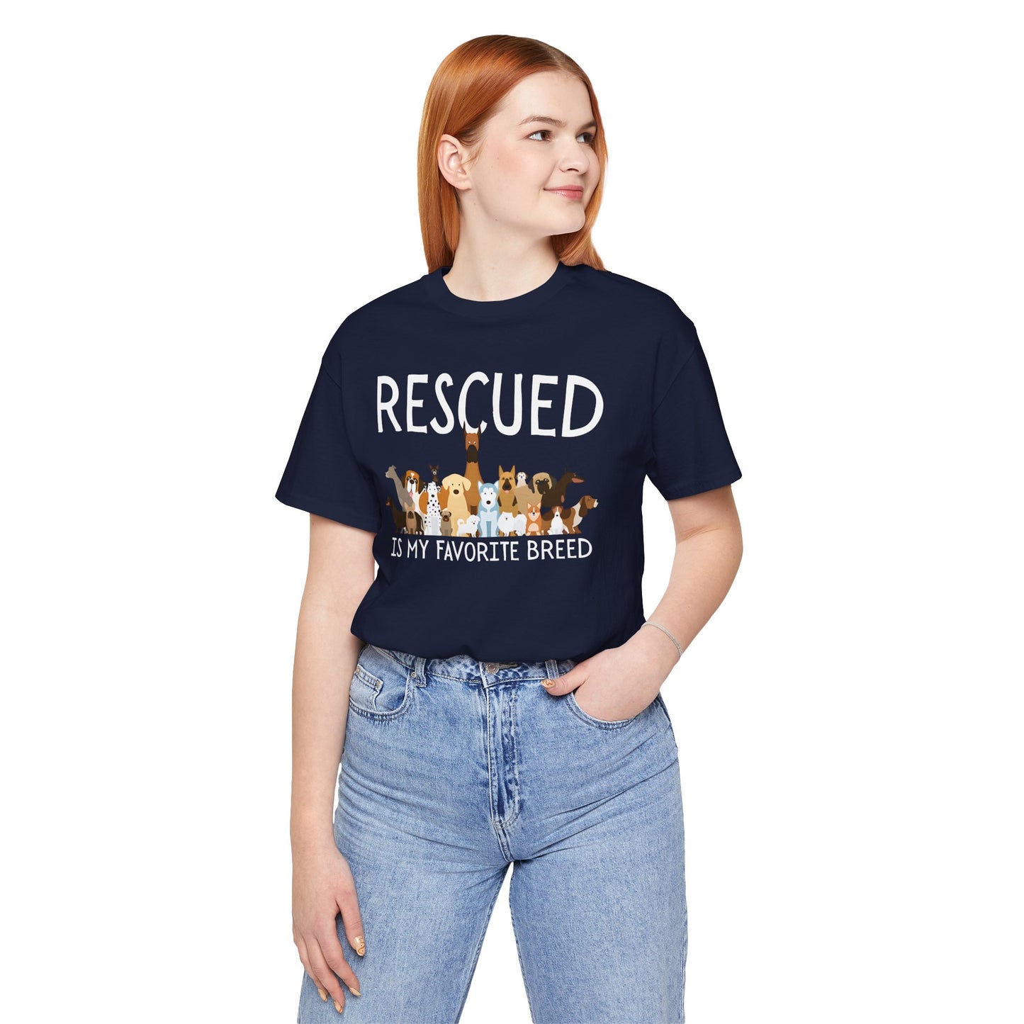 Unisex Dog Lover Tee: 'Rescued is My Favorite Breed' Shirt, Animal Rescue Gift, Pet Owner Apparel, Fun Casual Wear, Birthday Gift