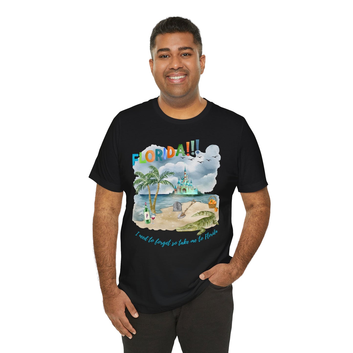 FLORIDA!!! Watercolor Print - Unisex Jersey Short Sleeve Tee