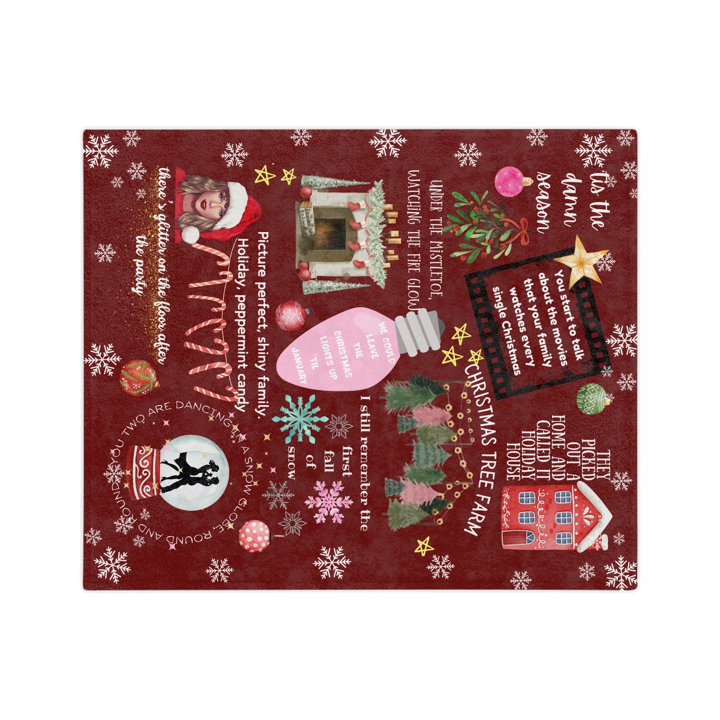 Merry Swiftmas - Swiftie Christmas Lyrics Collage - Velveteen Microfiber Blanket