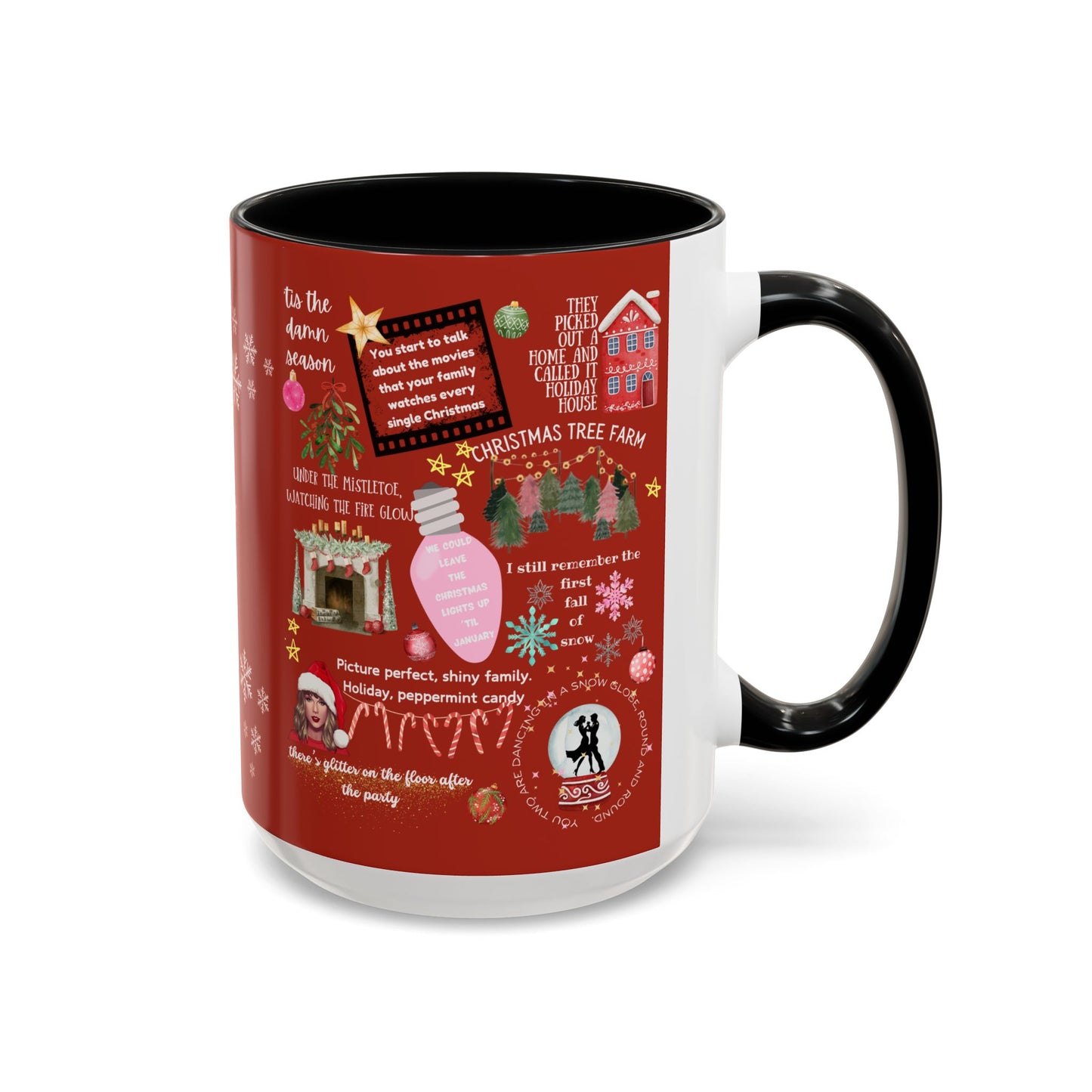 Merry Swiftmas - Swiftie Lyrics Collage - Accent Coffee Mug (11, 15oz)