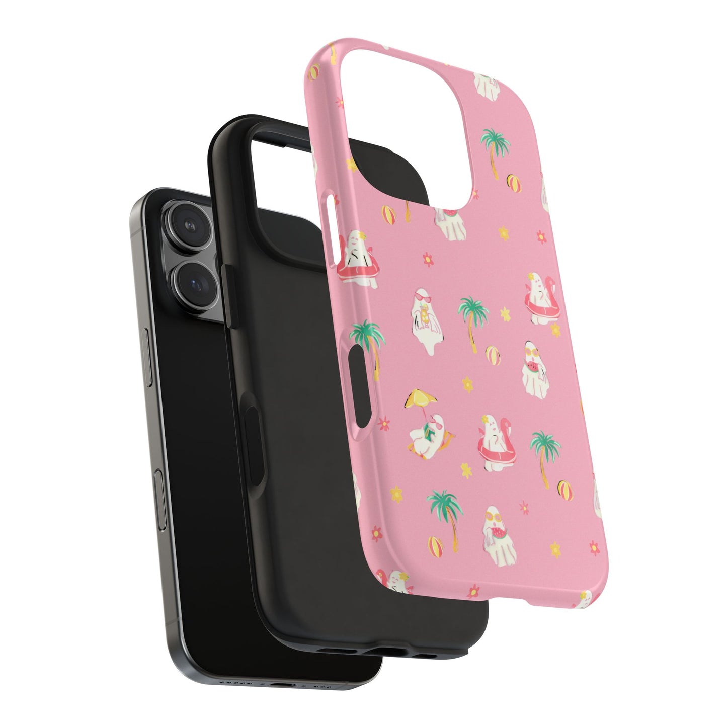 Pink Summerween Phone Cases with Ghosties - Fun Vacation Accessories, Cute Gift for Beach Lovers, Phone Covers, Summer Essentials