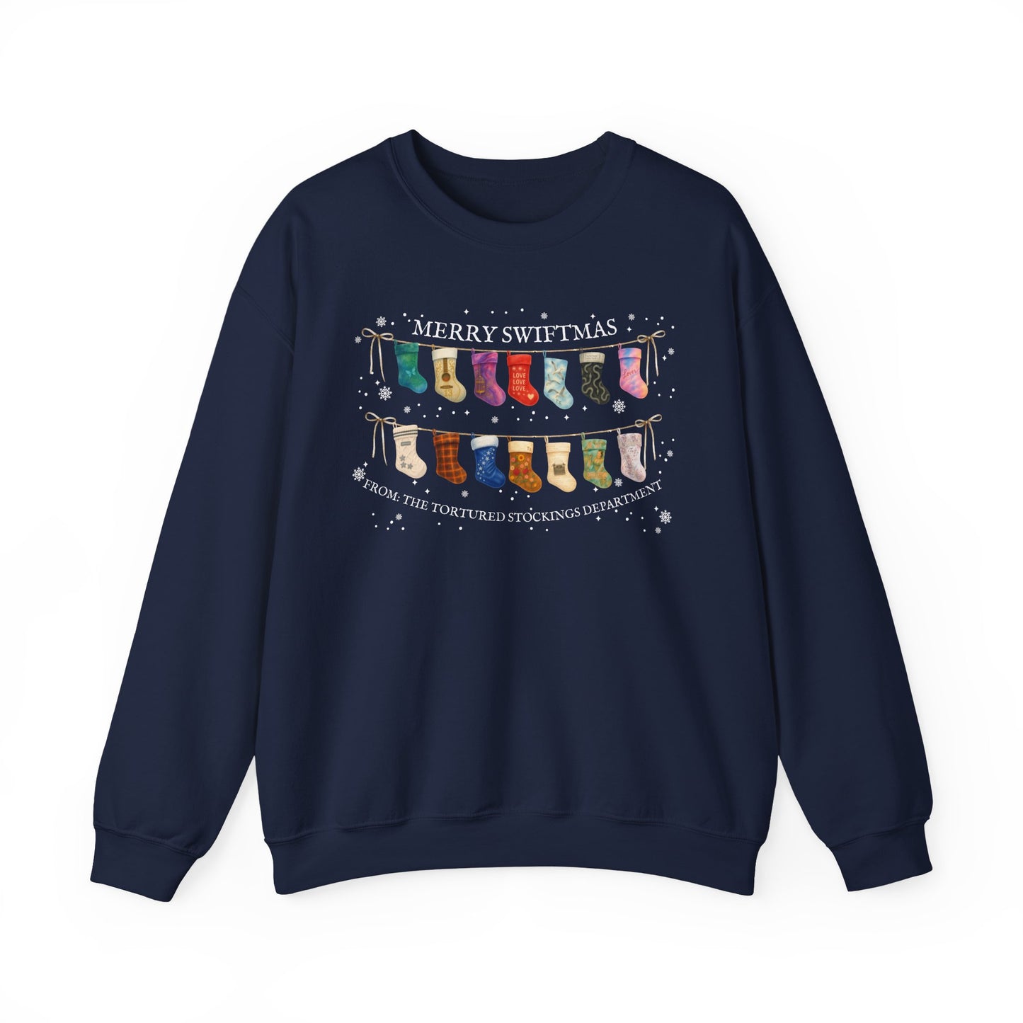 The Tortured Stockings Department Crewneck Sweatshirt — “Merry Swiftmas” Holiday Sweater