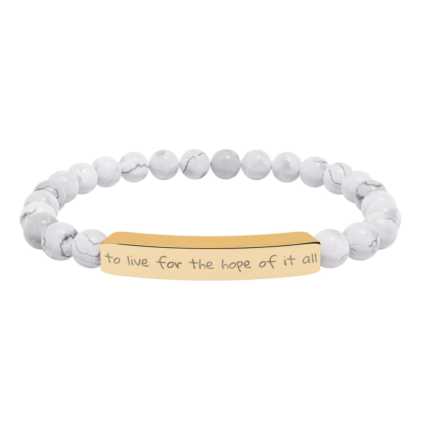 Engraved Natural Stone Stretch Bracelet — to live for the hope of it all