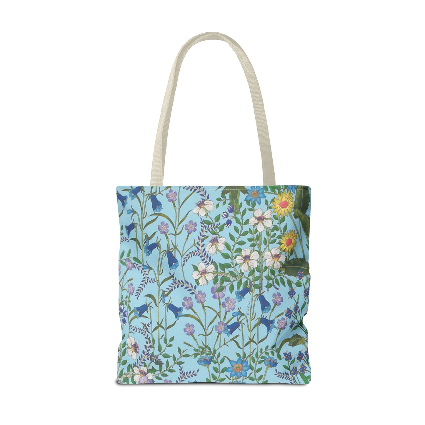 Floral Pattern Tote Bag "Flora Blue" - Vibrant Garden Style for Everyday Use