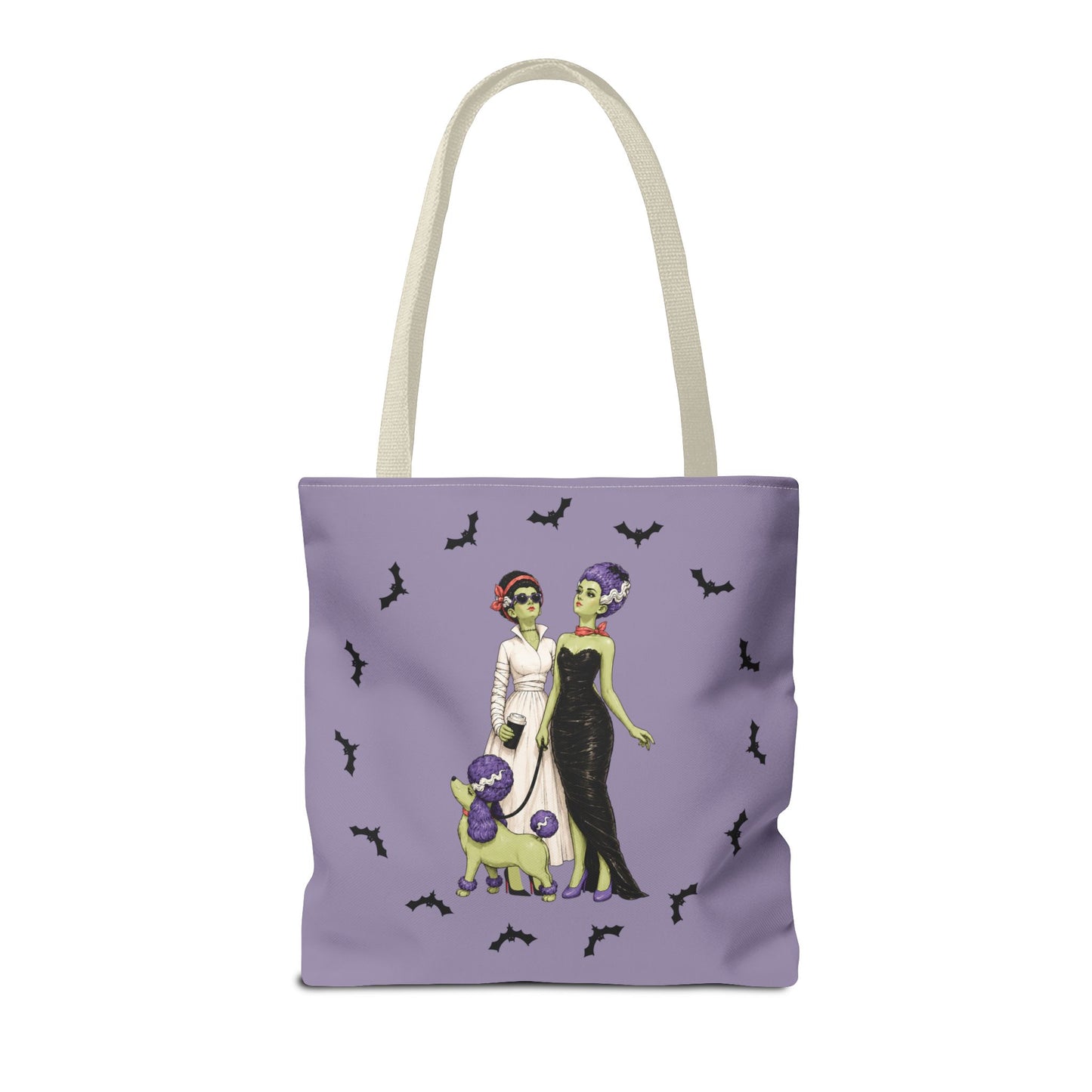 Gothic Brides Tote Bag — Retro Monster Dog Walk Design