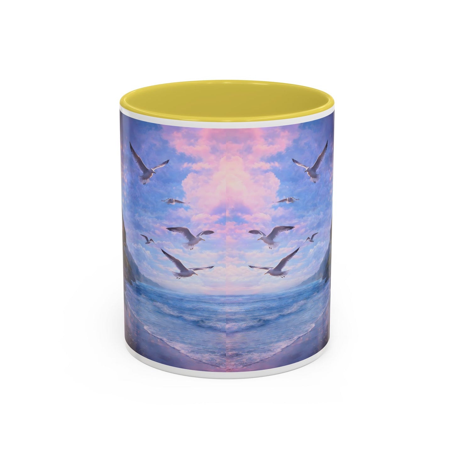 Keep it 100 Seaside Dreamscape Mug — Sunset Ocean Birds Art (11oz & 15oz)