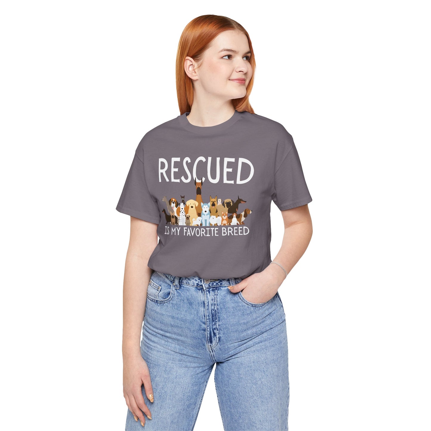 Unisex Dog Lover Tee: 'Rescued is My Favorite Breed' Shirt, Animal Rescue Gift, Pet Owner Apparel, Fun Casual Wear, Birthday Gift