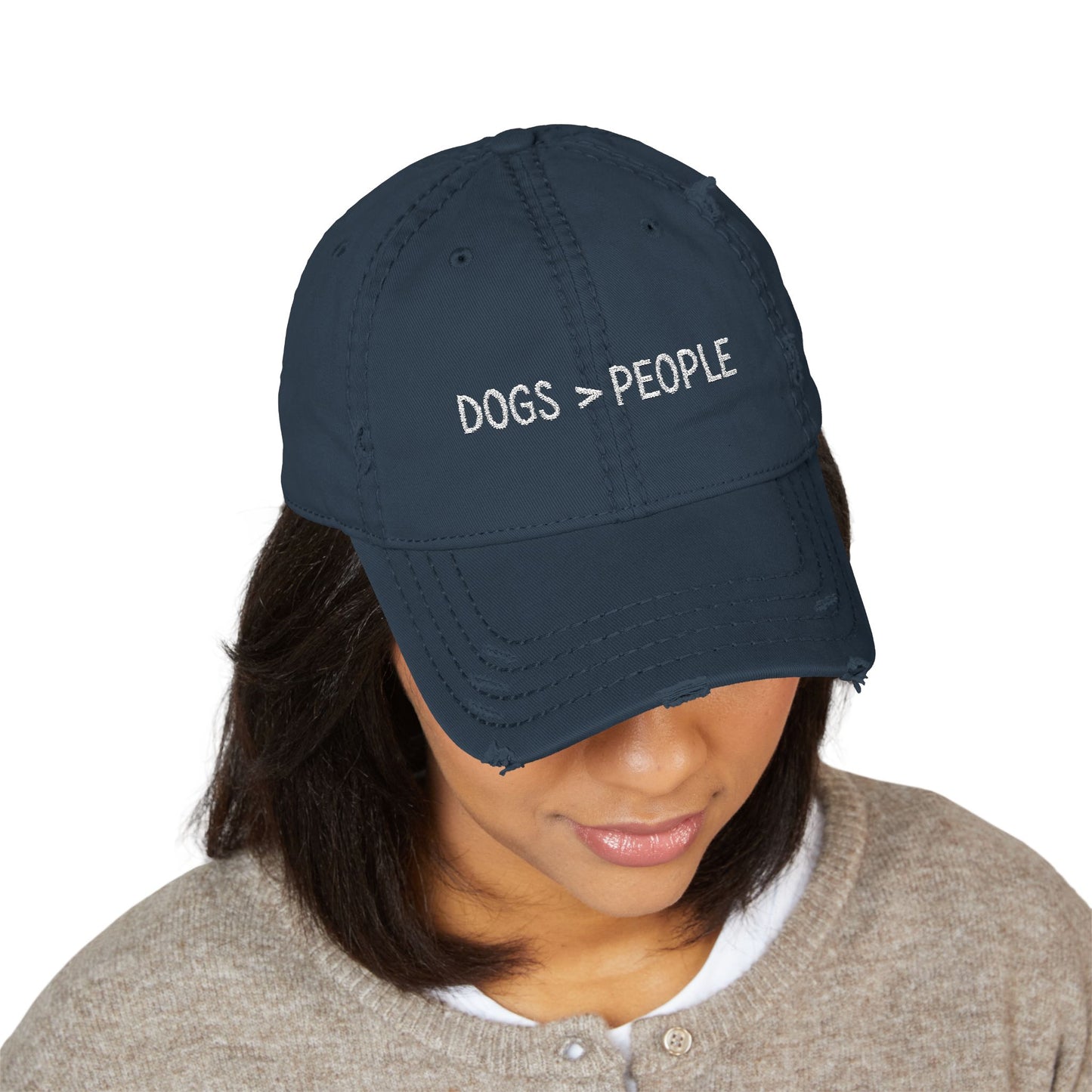 Dogs are better than people - Distressed Dog Lover Cap, Casual Dad Hat, Embroidered Baseball Hat, Relaxed Style Accessory, Gift for Pet Owners