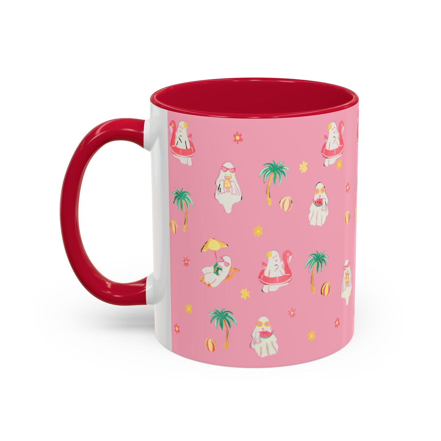 Pink Summerween Ghostie Mugs - Fun Gift, Beach Decor, Unique Coffee Cup, Cute Summer Drinkware, Perfect for Summer
