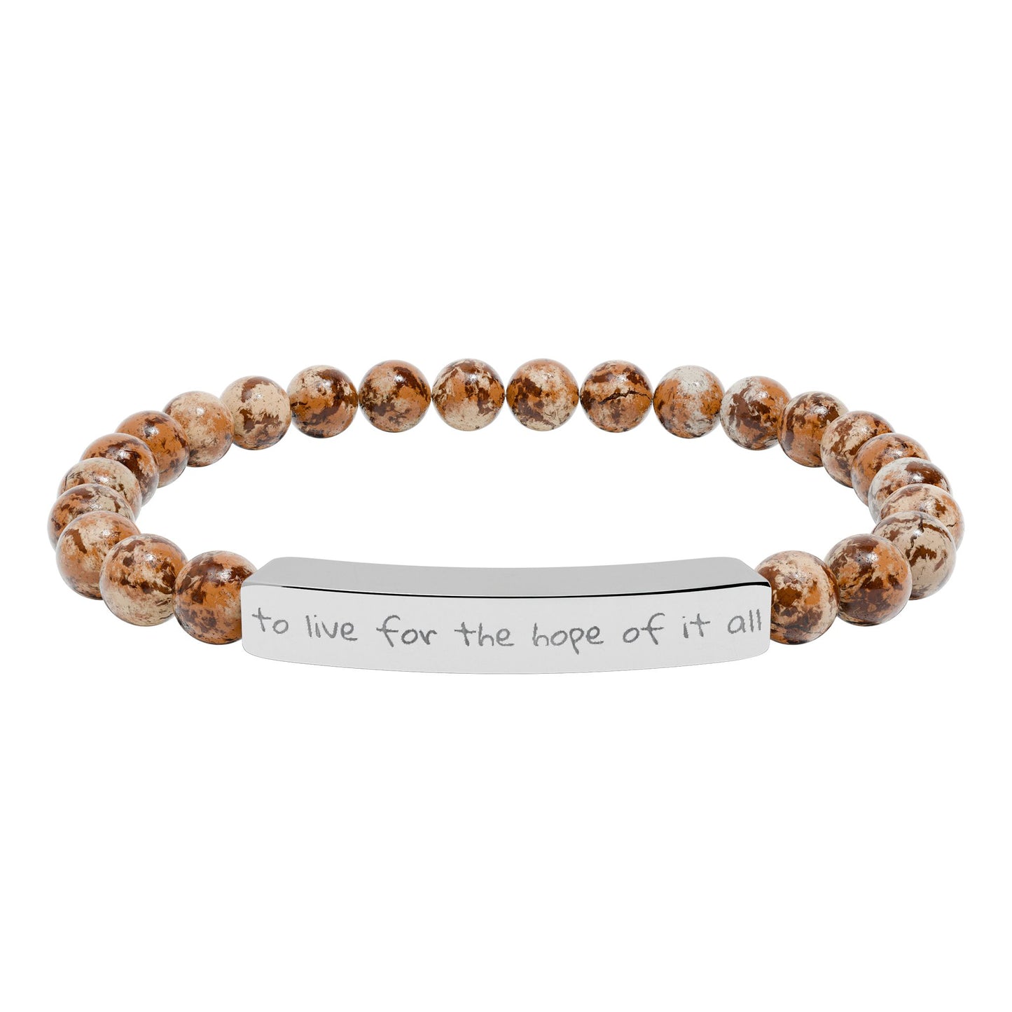 Engraved Natural Stone Stretch Bracelet — to live for the hope of it all