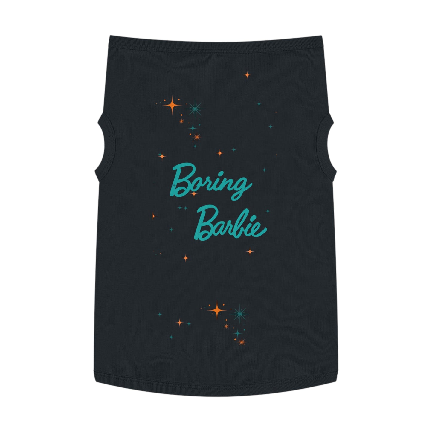 Boring Barbie Pet Tank Top — Cute Retro Script Dog Shirt with Sparkle Stars