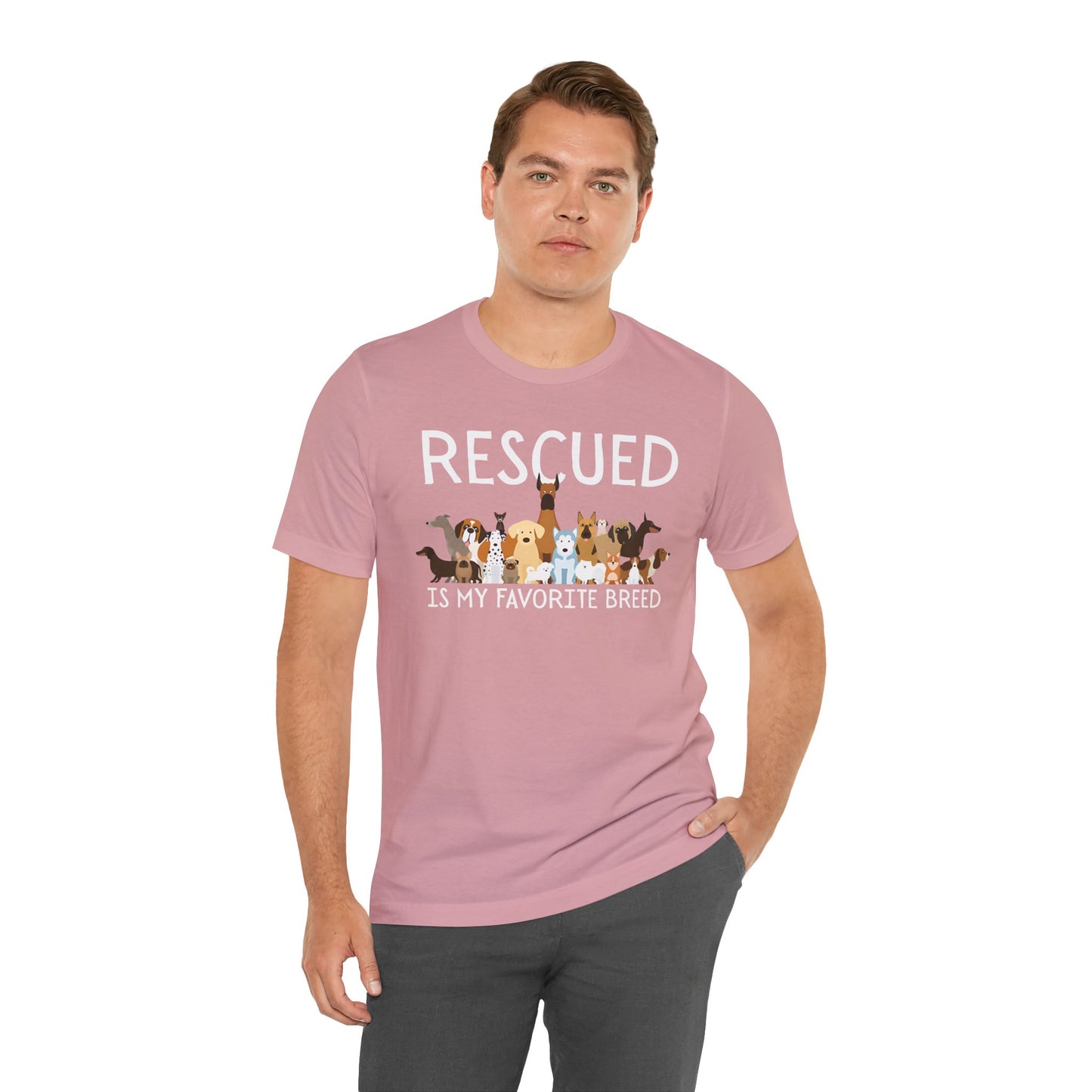 Unisex Dog Lover Tee: 'Rescued is My Favorite Breed' Shirt, Animal Rescue Gift, Pet Owner Apparel, Fun Casual Wear, Birthday Gift
