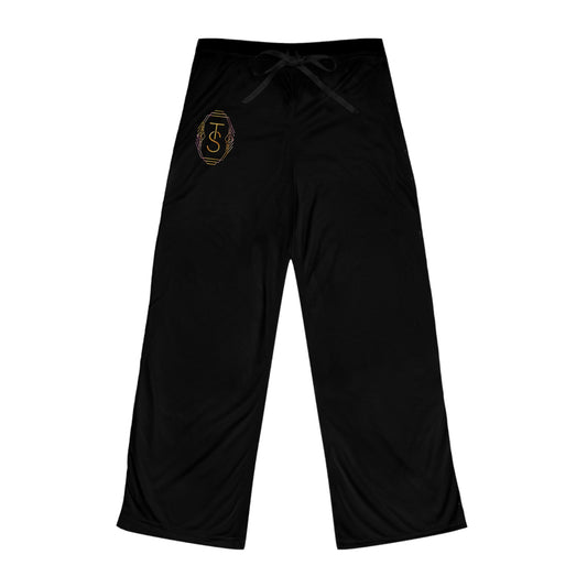 Women's Black Lounge Pajama Pants – Monogram Gold Crest