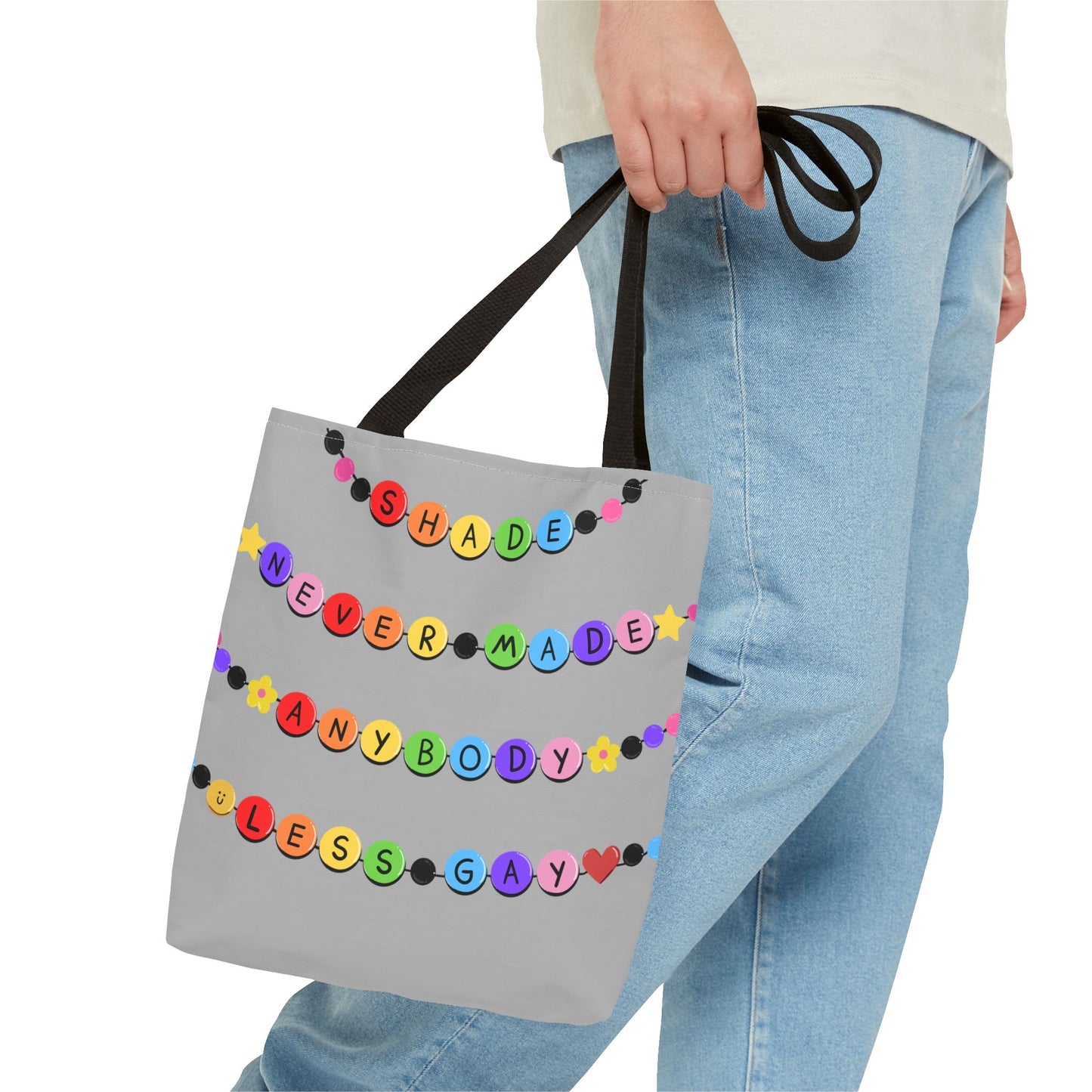 Shade Never Made Anybody Less Gay - Friendship Bracelet Pride - Colorful Pride Tote Bag, LGBTQ+ Shopping Bag, Fun Statement Bag, Gift for Friends, Eco-Friendly Tote