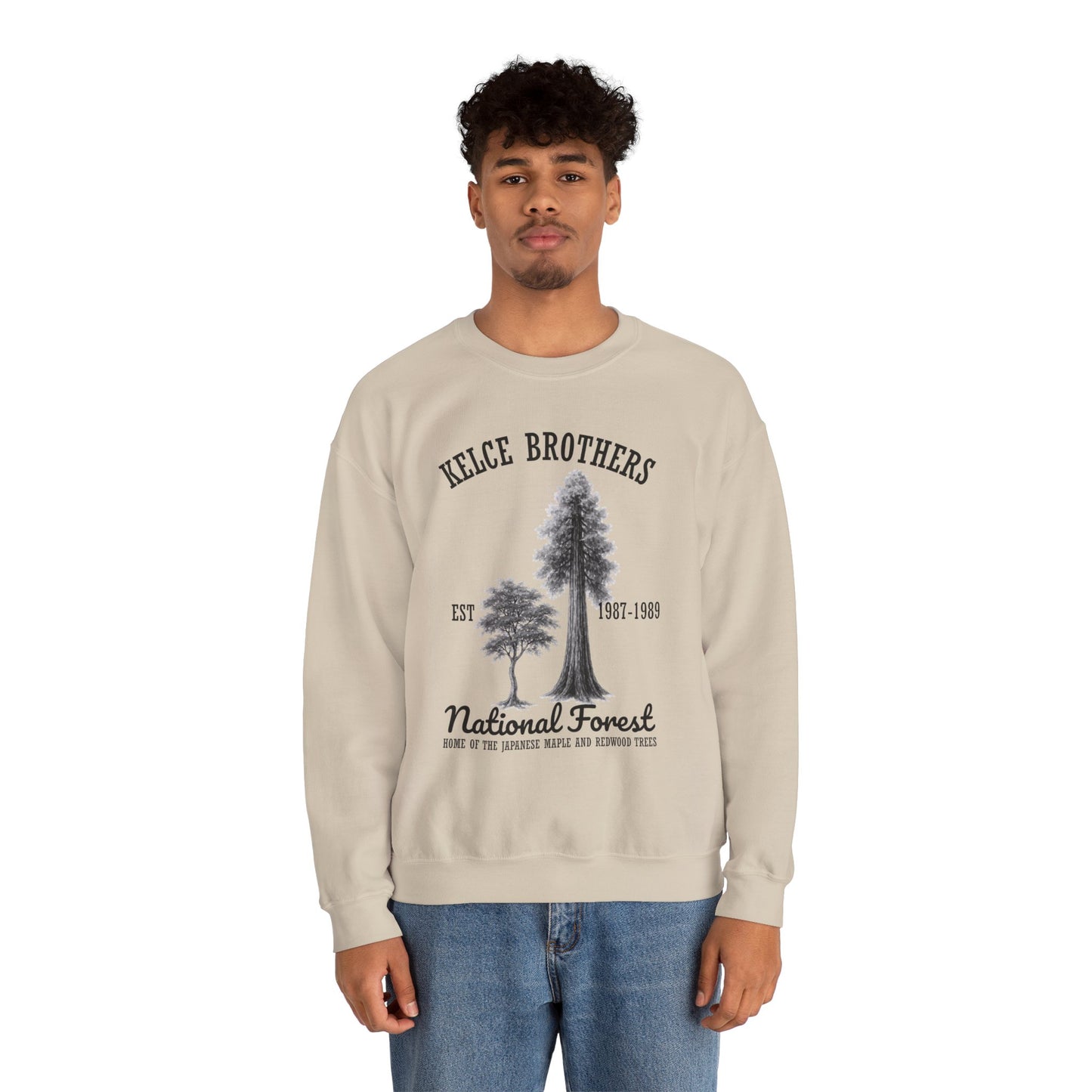 Kelce National Forest Crewneck Sweatshirt - "Kelce Brothers" Vintage Tree Graphic