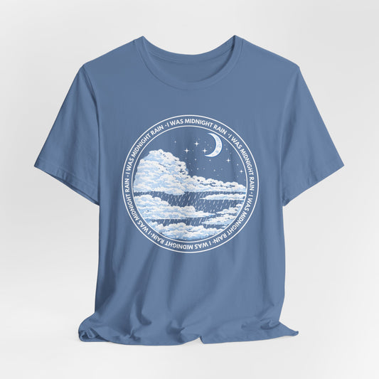 Midnight Rain Tee – Crescent Moon & Cloud Graphic T-Shirt