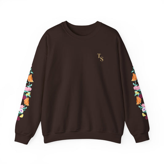 Acoustic Piano Floral Sleeve Crewneck Sweatshirt